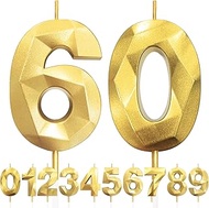 Birthday Candles Numbers 60, 5 cm 3D Gold Birthday Candles, Candles Birthday, Number-Shaped Candle, 