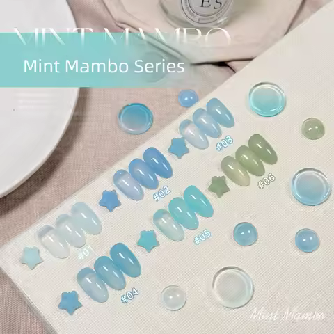 MIANEL 2026 Summer New Hokkaido Blue Nail Gel, Icy Sheer Milk Green Blue-Green Series, Long-Lasting 