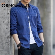 ORNGMALL Fashion Plaid Shirts Men Casual Shirts Korean Style Student Long-Sleeved Top Shirt for Men 