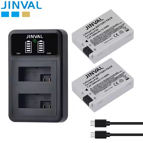 JINVAL 1800mAh LP-E8 Battery LPE8 E8 Replacement Batteries + PD 20W Fast Dual Charger For Canon EOS 