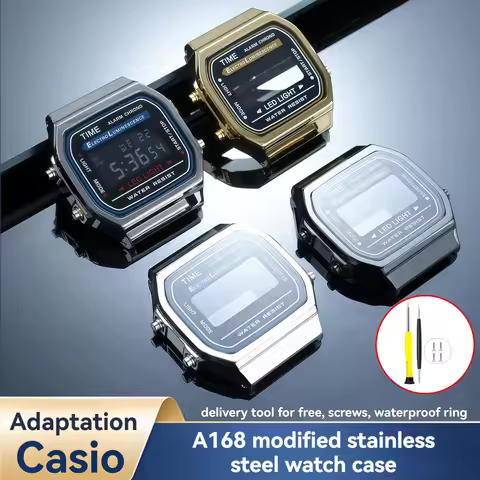 High Quality Solid Stainless Steel Mod Kit suitable for Casio A168WA A168 3298, Metal Case & Strap S