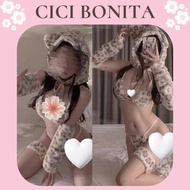 [CICI BONITA-CP219] Spotted cat cosplay Set with tail and hat - fluffy fur