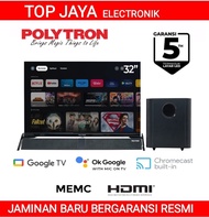 LED TV POLYTRON 32 INCH GOOGLE TV SOUNBAR BARU BERGARANSI RESMI