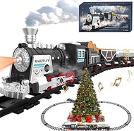 Electric Train Set Train Toys with Smokes,Lights& Sound Kids Rechargeable Battery Train Set with Ste
