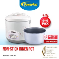 PowerPac Rice Cooker 1.2L with Steamer (PPRC12) Non-stick inner pot