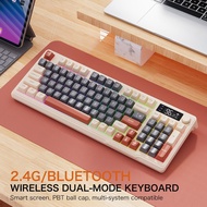 【COD】M96 Wireless Bluetooth Dual Mode Mechanical Feel Keyboard PBT Ball Cap with Display Knob Gaming