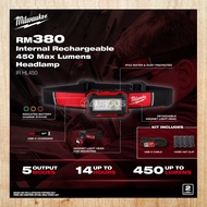 MILWAUKEE IP54 INTERNAL RECHARGEABLE 450 MAX LUMENS LED HEADLAMP (IR HL450)