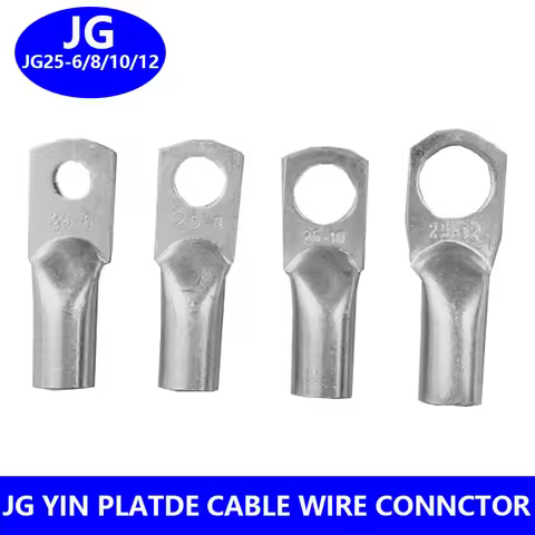 5/10pcs JG25-6JG25-8 JG25-10 JG25-12 Terminal Cable Lug M8 M12 25mm2 Bolt Hole Tinned Copper Cable l