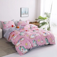 Cadar Unicorn Bedsheet Cartoon Girl Kids Queen King Bedding Set 7in1 Fitted With Comforter Set
