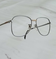 1960's Silhouette 奧地利製 銀色鏡面鑲嵌金色條紋金屬鏡框眼鏡