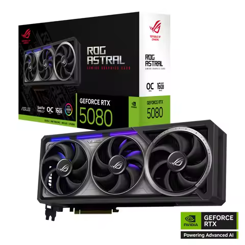 ASUS ROG Astral GeForce RTX 5080 16GB GDDR7 OC Edition Gaming Graphics Card PCIe 5.0 DLSS 4 Quad Fan