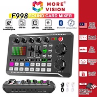 F998 Sound Card Mixer Audio Mixing Console Singing Live Streaming Studio Mic Amplifier for Microphon
