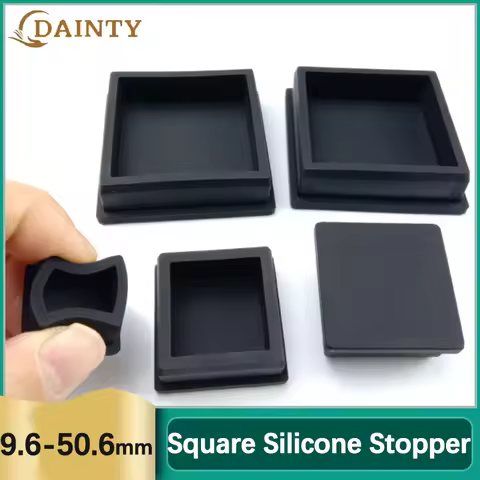 Black Square Silicone Rubber Plugs T Type Blanking Plugs Tube Hole Caps Blanking End Stopper Furnitu