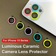 For iPhone 15 13 12 11 14 Pro Max Plus Mini Luminous Film Tempered Glass luminated Camera Lens Protector