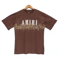 Amiri เสื้อยืดลําลอง แขนสั้น คอกลม พิมพ์ลายโลโก้ตัวอักษร ทรงหลวม แฟชั่นฤดูร้อน