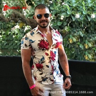 Baju Hawaii Lelaki Summer Hawaiian Shirt Pendek Lengan Baju Pantai Baju Pantai