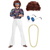70s Outfits for Men Disco Costume Disco Shirt Bell Bottom Pants cosplay Costume