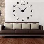 SALTN Large DIY Wall Clock|Modern Frameless Design 3D Wall Clock|Numerals Mirror Surface Wall Watches| Large Mute Wall Stickers Gift for Living Room Bedroom Home Decorations