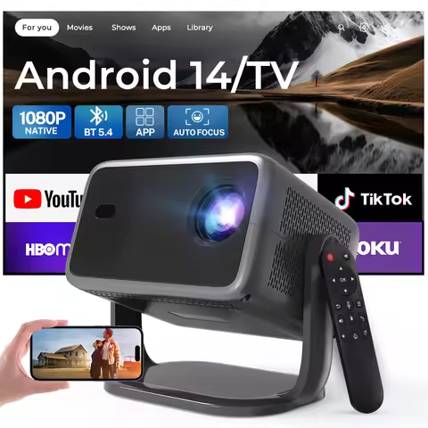 LYNCast Smart Projector, 4k Spport, BT5.4, WIFI6, L018, Android14, 270° Rotate Portable, Home Theate