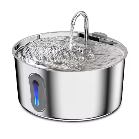 Stainless Steel Cat Water Fountain & 8+4 Replacement filters, 135oz/4L Automatic Pet Fountain Dog Wa