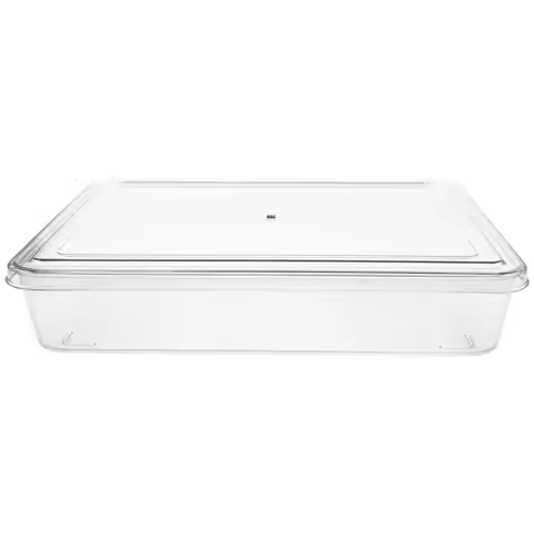 Rectangular 13.1x28.8in Plastic Dessert Storage Box Clear Tiramisu Cake Container Deep Pan Lidded Ca