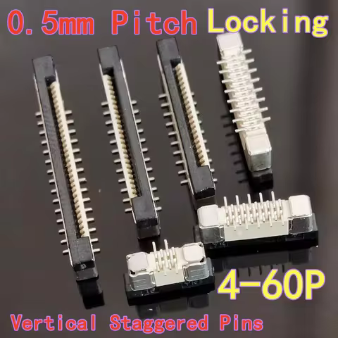 10PCS 0.5mm Pitch FFC/FPC Socket Connector 0.5mm Pitch Locking Vertical SMD Staggered Pins 4P 6P/8P～