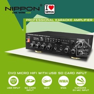 NIPPON AV-208TKUS Power Amplifier Karaoke Amp Ampli Home Theater Receiver with Support USB SD Card FM 2 Microphone Input 4 Input Selection
