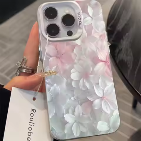 Pink Flower Case for iPhone 15Pro 17 16 14 13 12 11 Pro Max XS XR 7 8 Plus SE Shockproof Cover Scree