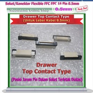 FFC FPC Flexible Socket/Connector 16 Pin 0.5mm Drawer Top Contact Type (For Cable Width 8.5mm)