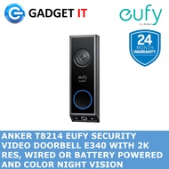 ANKER T8214 EUFY SECURITY VIDEO DOORBELL E340 WITH 2K RES, WIRED OR BATTERY POWERED AND COLOR NIGHT 