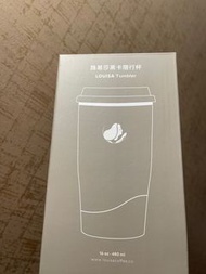 幾乎全新：中和路易莎 Louisa 購入：拿鐵色 黑卡隨行杯  480ml   非網購商品