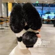 3D Furry Rabbit Bunny Fur Soft Plush Black Phone Case For Huawei Y9 Y7 Y7A Y6P Honor 200 100 90 70 5