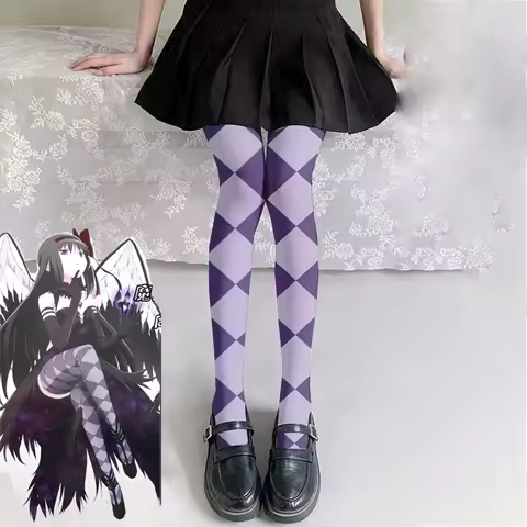 Anime Puella Magi Madoka Magica Akemi Homura Cosplay Stockings Flame Demon Form Knee Socks Halloween