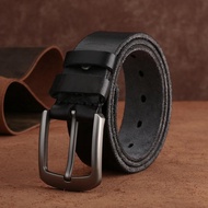 100% genuine leather mens belt black electroplated sun buckle mens belt casual belt flat top layer g