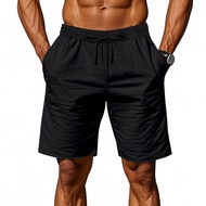 Men'S Shorts Linen Fabric Casual Loose Five Quarter Shorts Beach Shorts American Style Simple Comfor