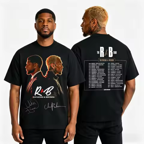2026 Fashion Chris Brown and Usher Raymond & Brown RnB Tour Men Women T Shirt Unisex Cotton Short Sl
