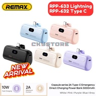 REMAX RPP-633/RPP-632 Mini Capsule USB Type C / Lightning Output Flight Safe 5000mAh Quick Charging 