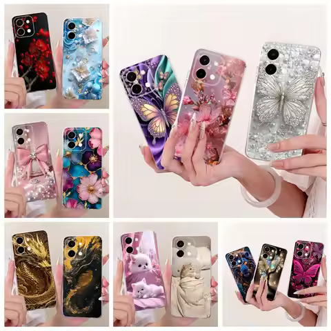 For Vivo Y28 4G Case V2352 Luxury Butterfly Painted Cover Soft Slim Phone Case For Vivo Y28s V2346 Y
