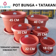 Pot + Tatakan Bunga 40 45 Cm Tanaman Hias Jumbo Besar Plastik Claris
