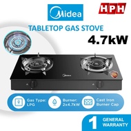 Midea Gas Stove MGS-T211G (4.7kW) / MGS-T211S (3.3kW) Tempered Glass Stove Stainless Steel Dapur Gas