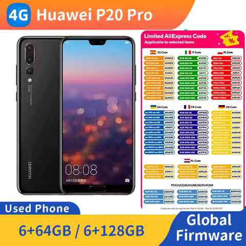 HUAWEI P20 Pro 4g Smartphone 6.1-Inch Screen 40MP Camera 4000mAh Battery EMUI Original Used Phone