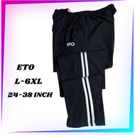 【ETO 802-2】L-6XL Unisex Black Long Pants ETO Plus Size Tracksuit Two Line Seluar Panjang Seluar Suka