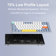 【Ti shop】 KKmoon iBlancod Wireless Mechanical Keyboard 84 Keys 2.4G+BT5.0+Type-C 3 Connections 75% L