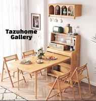 TAZU精選:一款十分強大收納,實用功能的多功能伸縮折叠餐枱.餐邊櫃.
實木打造,加上北歐復古元素,印尼藤編工藝,懷舊長虹玻璃門,都為這款桌枱增加了一份復古清新感覺.
餐台人性化創意設計,融餐台,餐邊