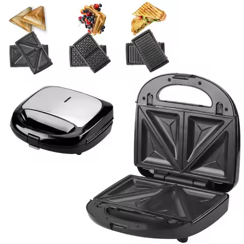 Newest Kitchen Panini Maker Grill Triangle Sandwich Toaster Waffle Maker Sandwich Maker 3 in 1