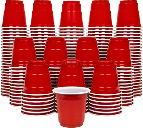 200 Pack 2 oz Plastic Shot Cups - Mini Red Party Cups for Shots