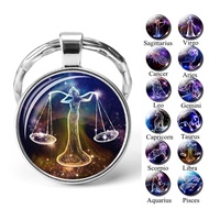 12 Constellations Keychain Constellation Key Rings Zodiac Sign Key Chain Pendant Jewelry Leo Aries C