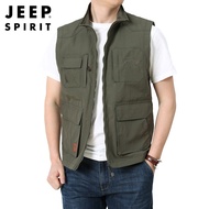 JEEP SPIRIT เสื้อกั๊กแฟชั่นผู้ชายแบบลำลอง