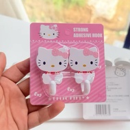 2Pcs Set Sanrio Hello Kitty Adhesive Wall Hooks Cute Kt Cat Key Bag Hanger for Kitchen Bathroom Door