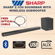 [ FREE OPTICAL CABLE ] Sharp 2.1ch Soundbar with Wireless Subwoofer + 1 Year General Warranty